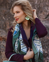 Load image into Gallery viewer, Green Hummingbird Art Deco Scarf
